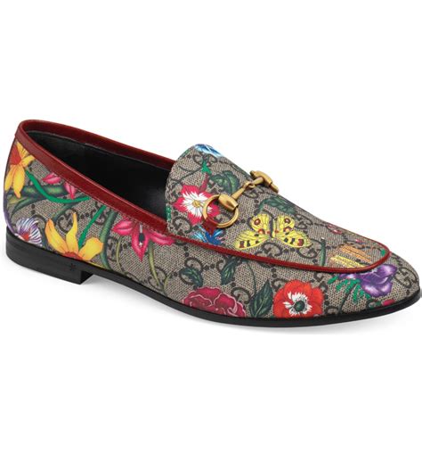 floral womens gucci loafers|Gucci jordaan fur loafer.